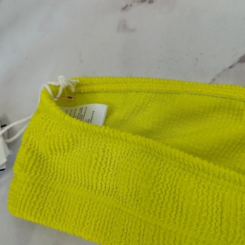 Good American Swim Top Women Yellow Crinkle Band Bandeau Strapless